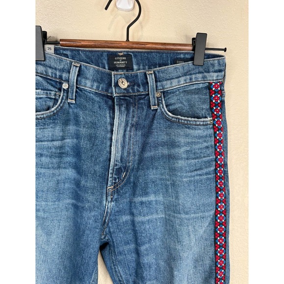 Citizens Of Humanity Womens Demy Crop Flare Jeans Sz 25 Tangier Side Embroidered - Picture 3 of 16
